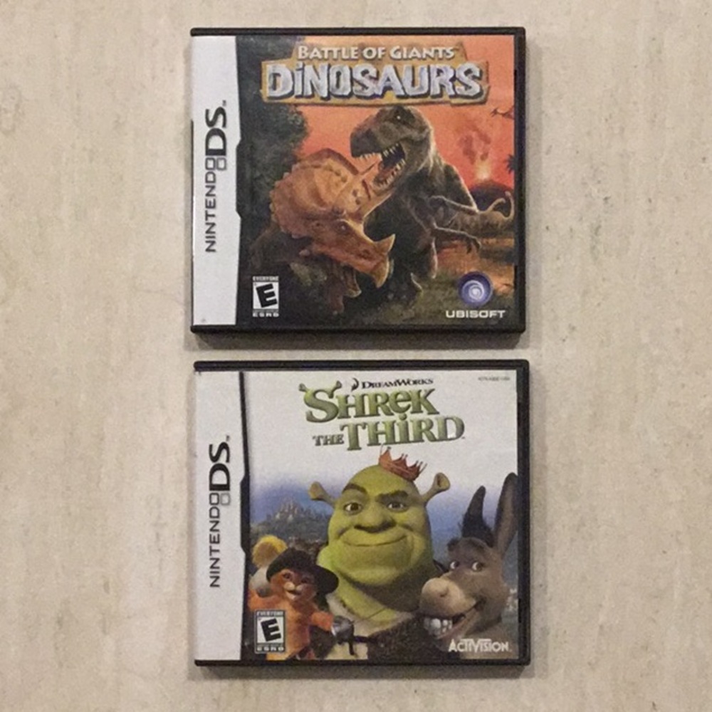 Shrek The Third Nintendo DS Game & Battle Of The Giants Dinosaurs DS Game Lot 2